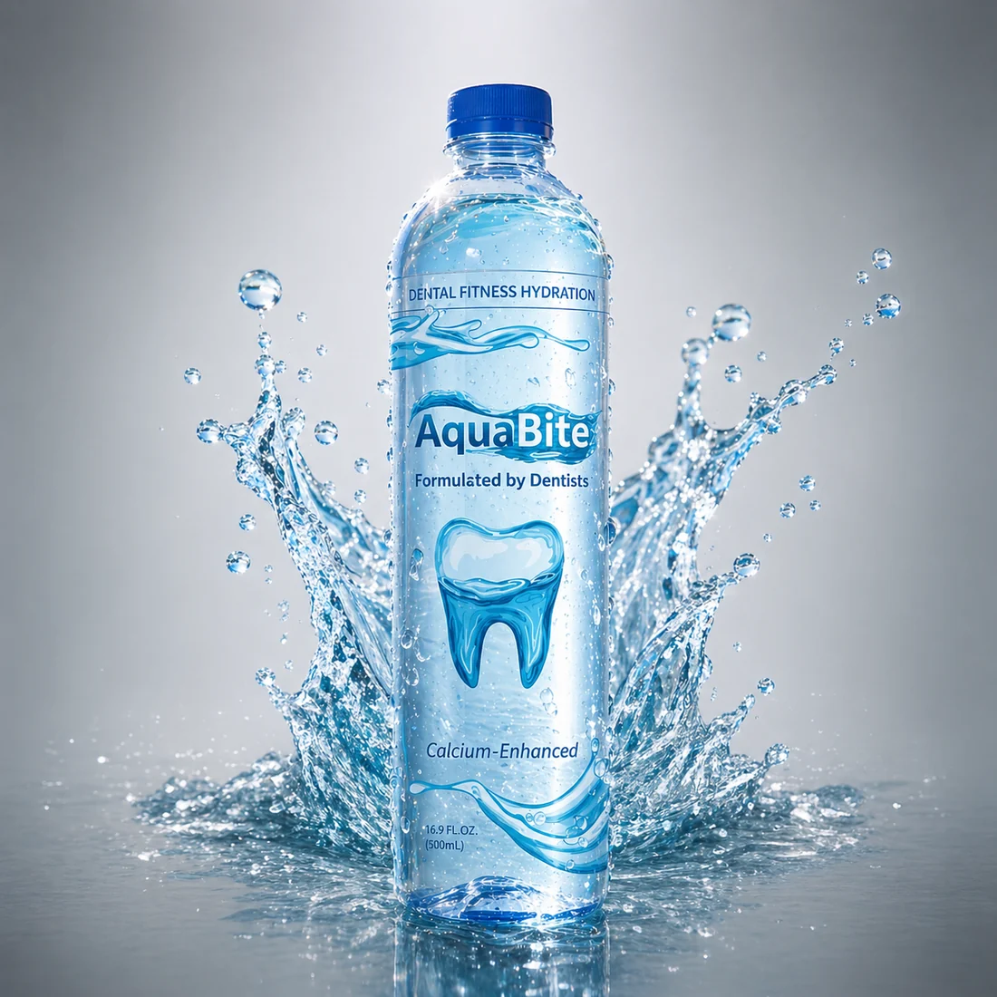 AquaBite bottle with clear water splash
