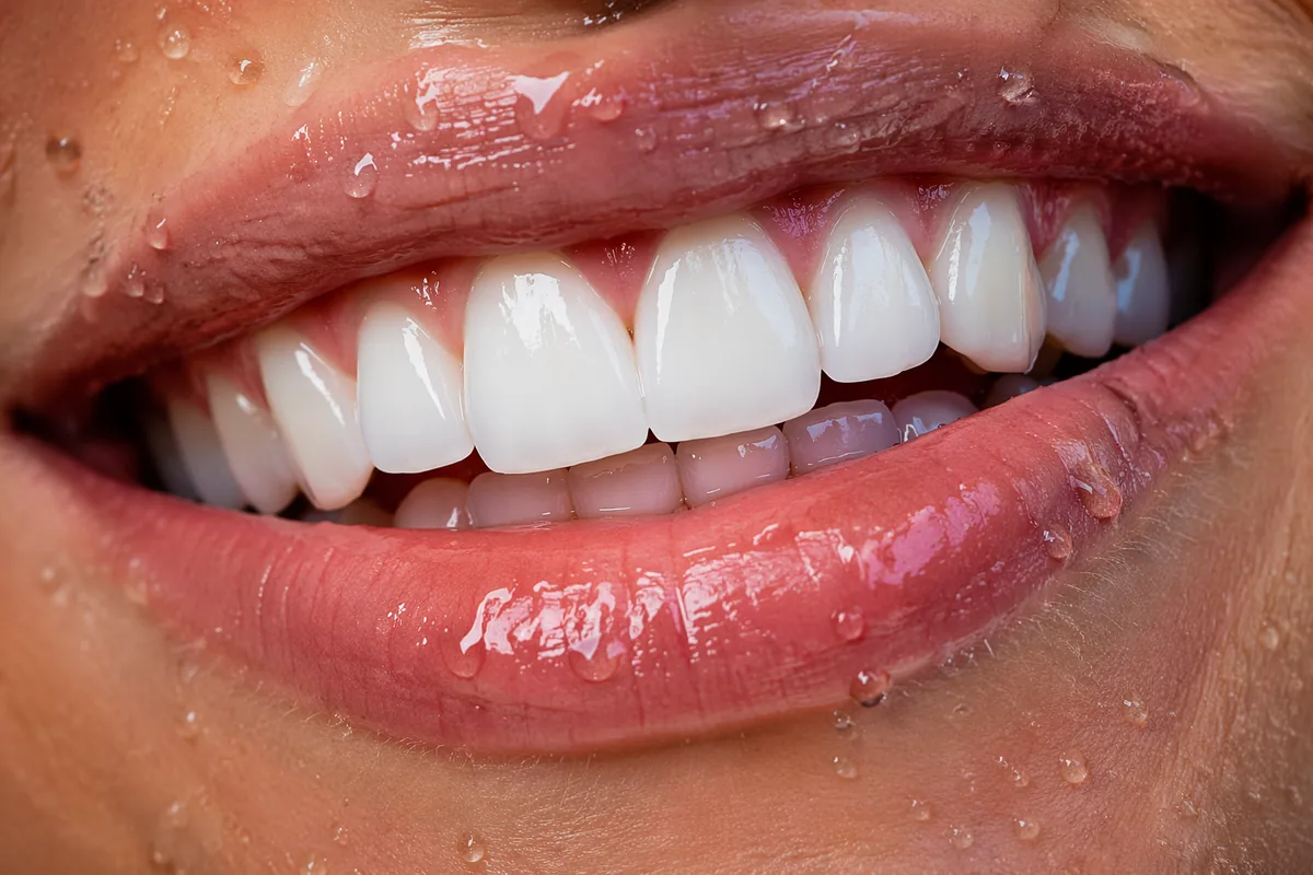 Natural smile with water droplets
